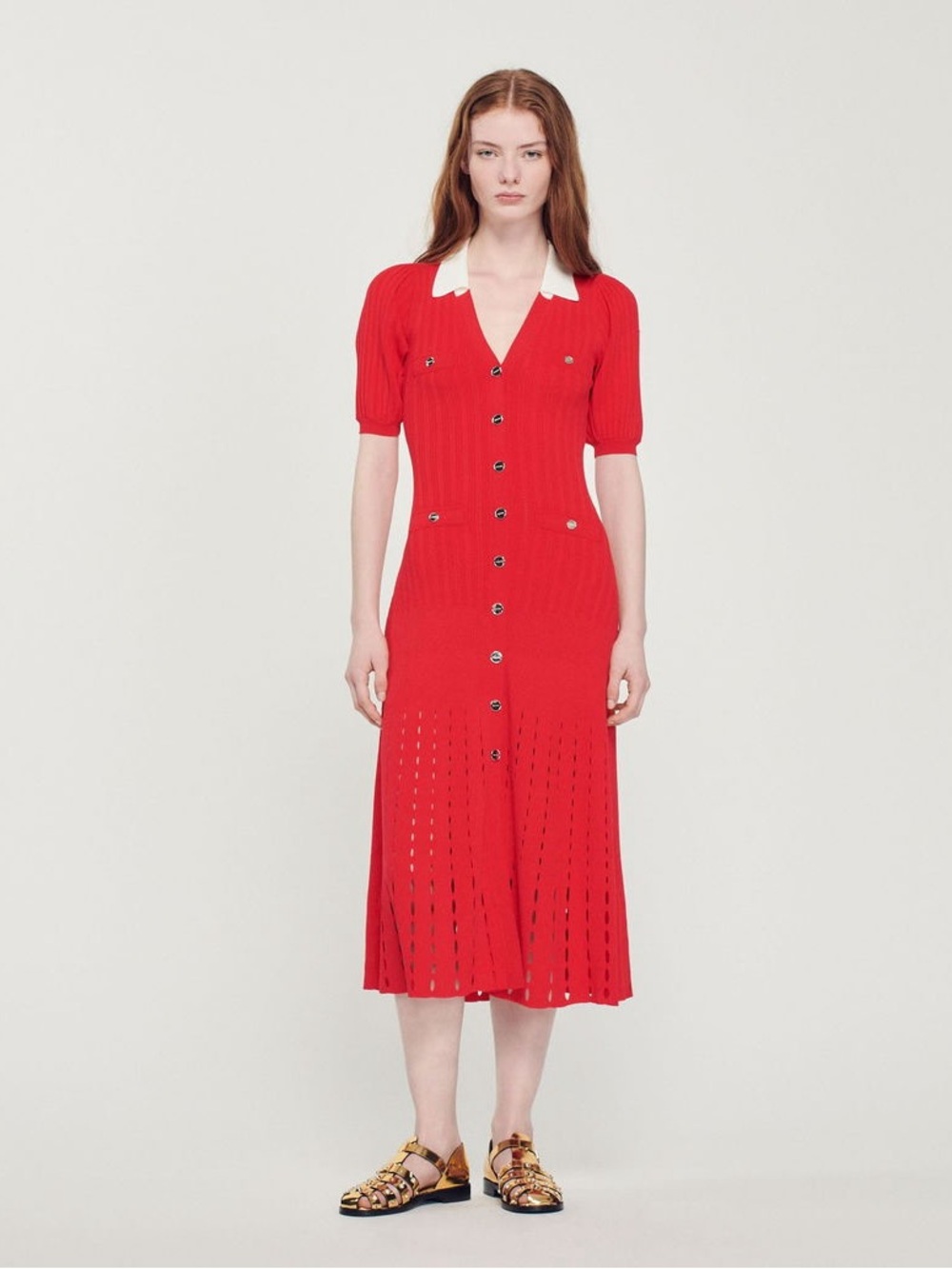 Sandro Teane Knitted Midi Dress - Picture 2 of 14